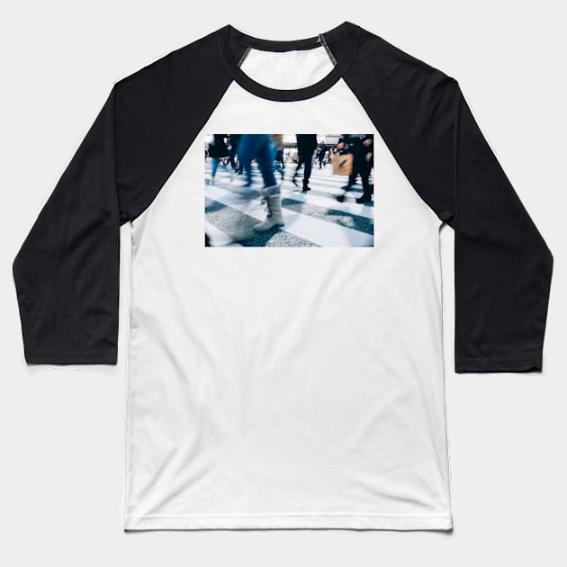 Blur of People Crossing Shibuya Crossing in Tokyo Baseball T-Shirt by visualspectrum